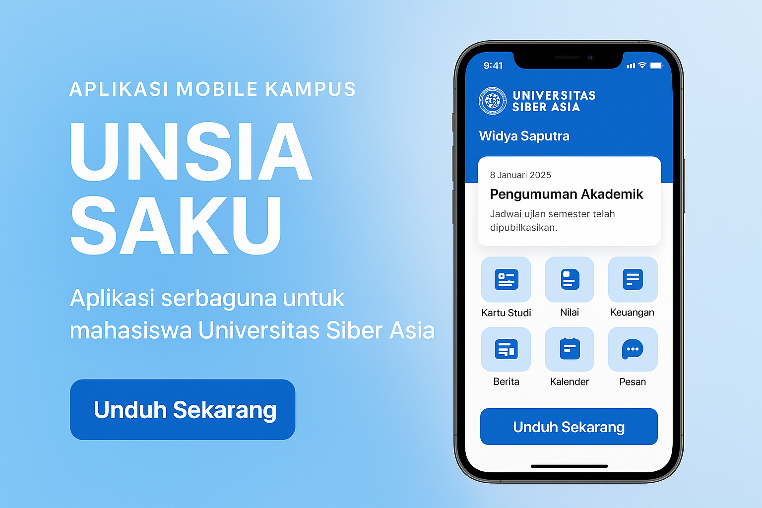 UNSIA SAKU - aplikasi keuangan mahasiswa oleh ASR Digital